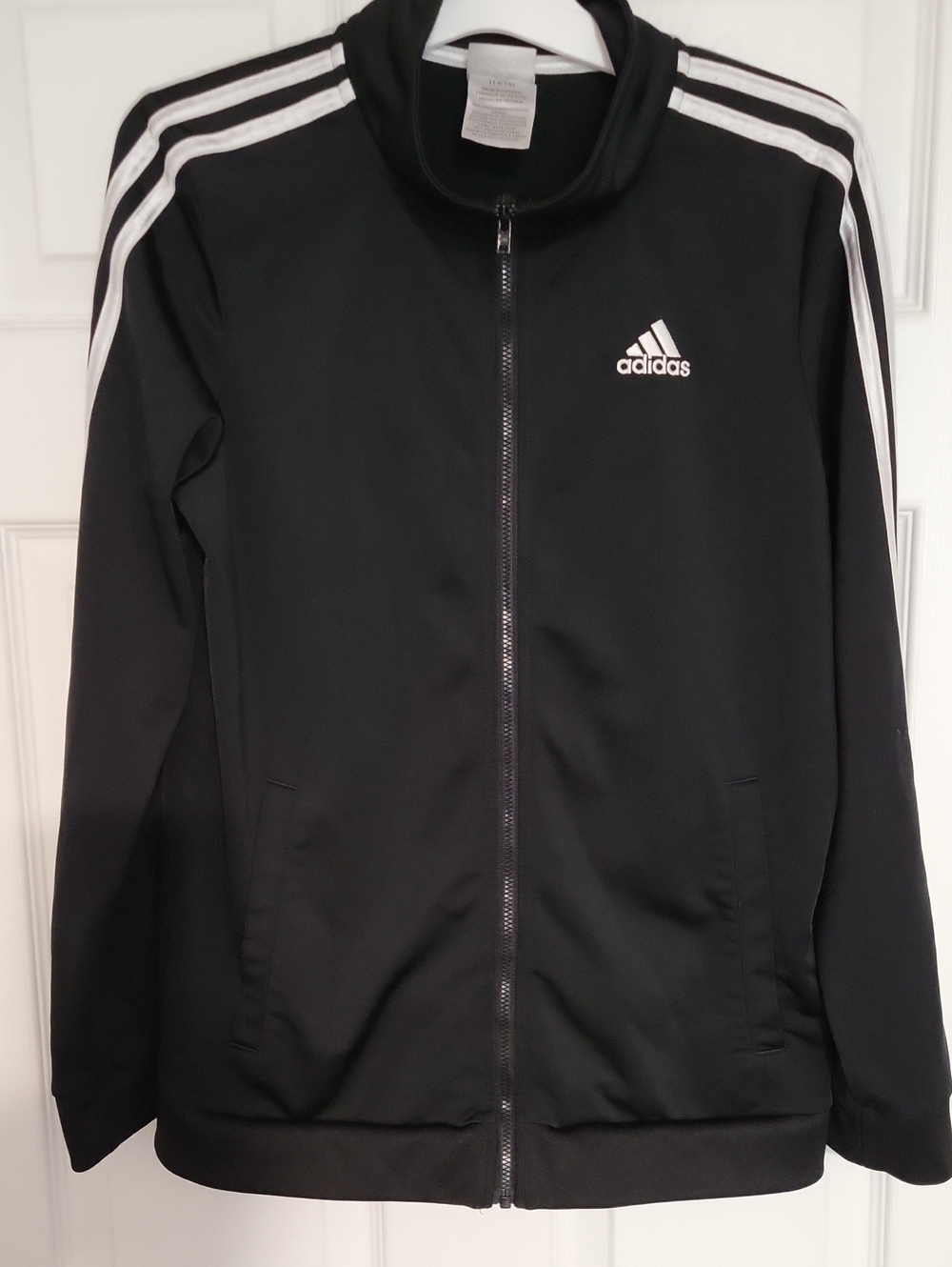 adidas Black Track Jacket with White Stripes